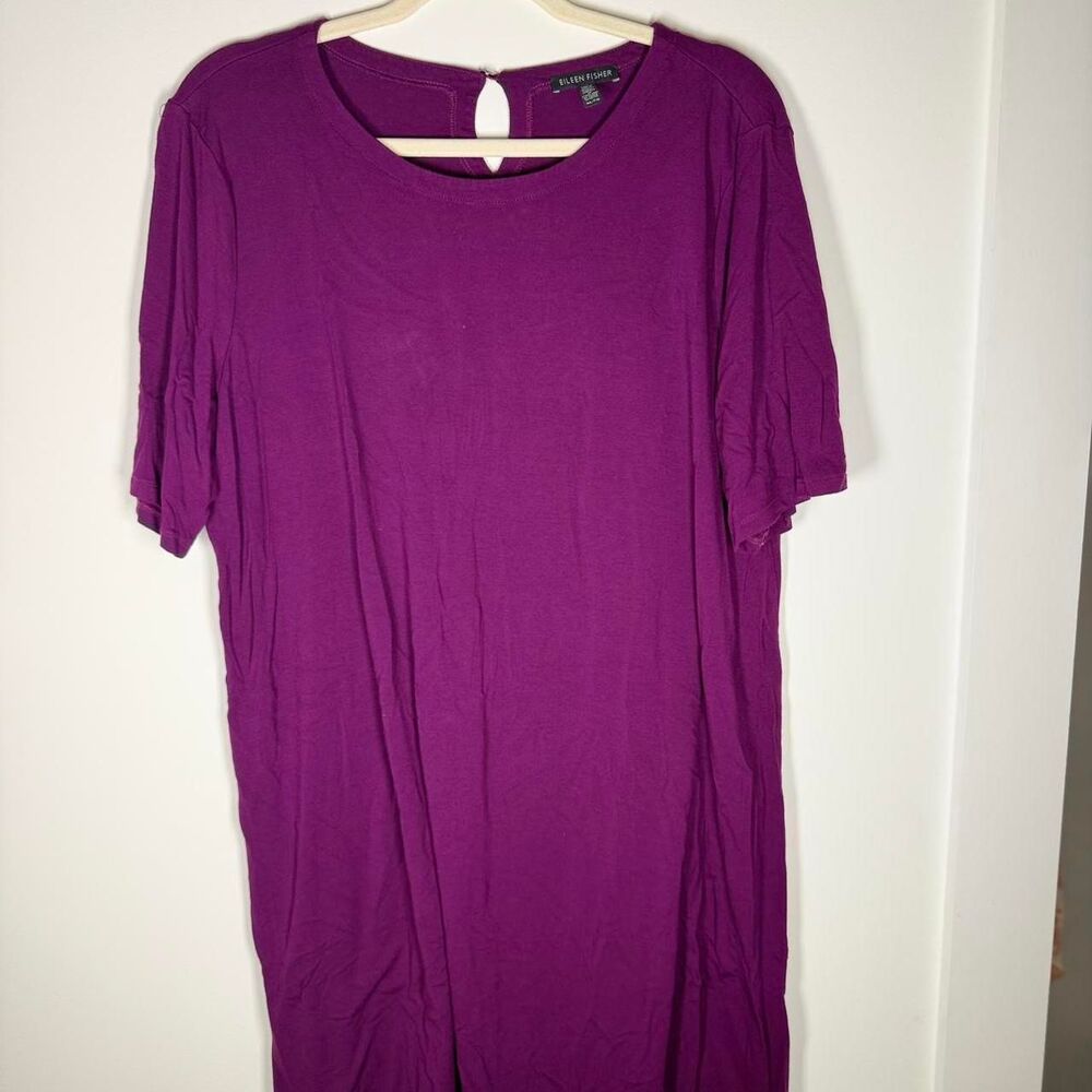Eileen Fisher Jersey Knit Dress Women’s Size XL Short Sleeves Shift Knee Length